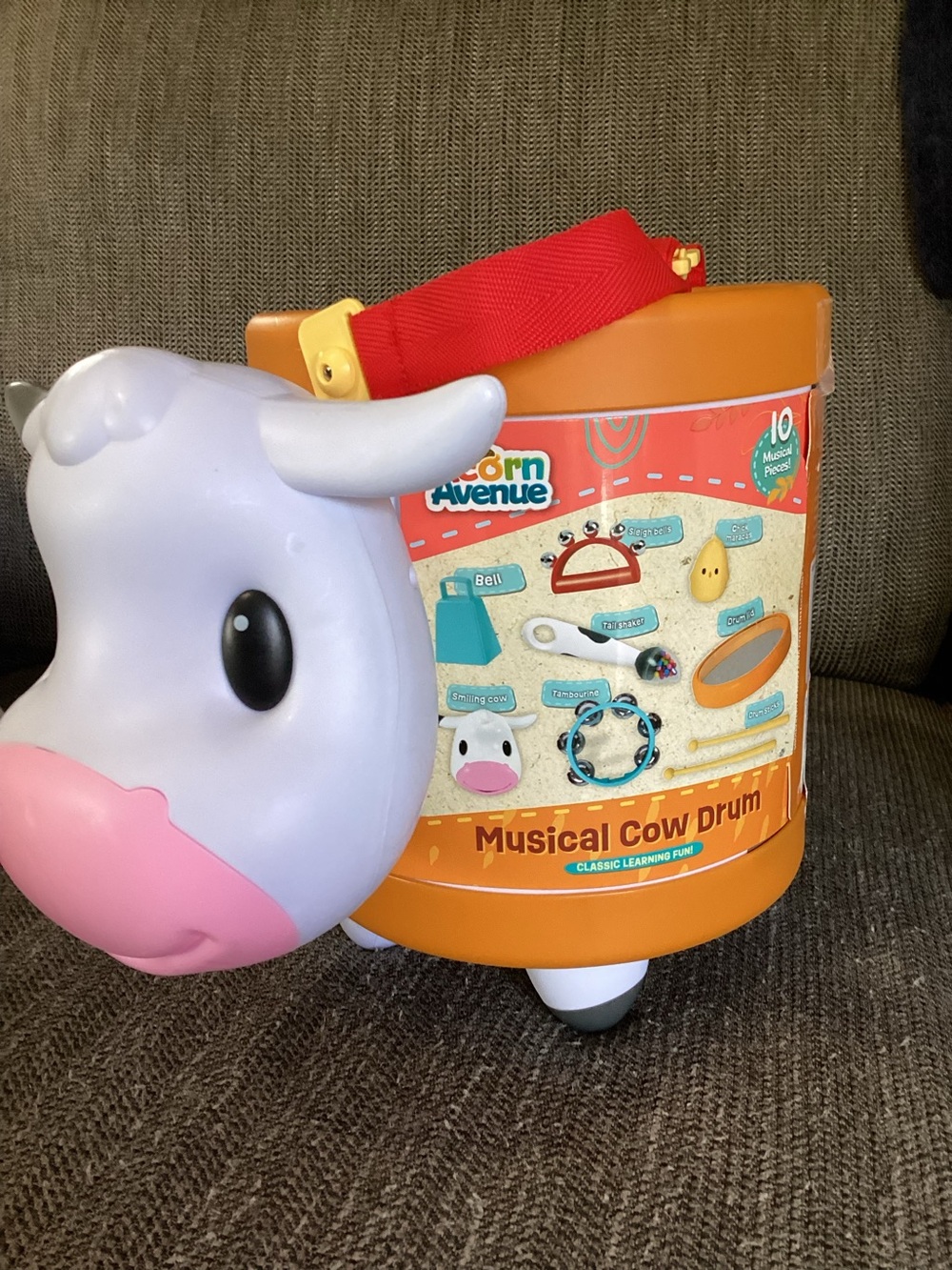 Musical Cow Drum Set, 10 Piece Musical Instrument Playset ACORN AVENUE NEW